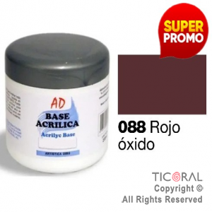 BASE ACRILICA AD 088 ROJO OXIDO 200ML X 3 UNIDADES